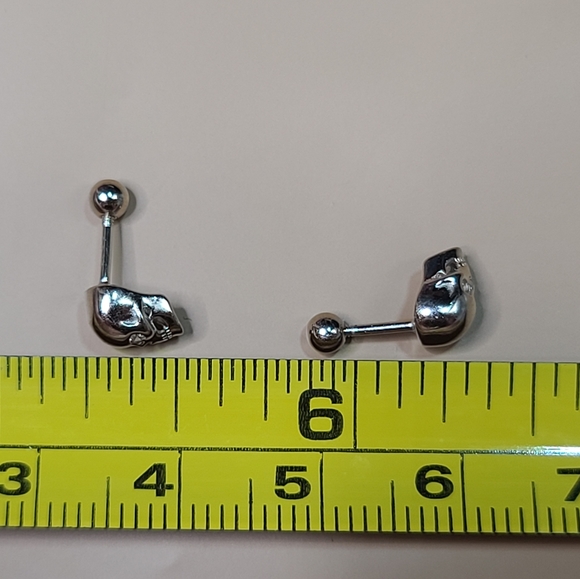 925 Sterling Silver Platinum Plated Skull CZ Punk - Picture 7 of 12